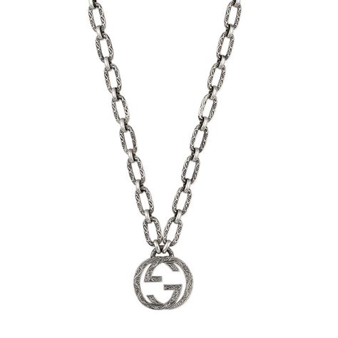 gucci link necklace silver|gucci 18k gold barrel necklace.